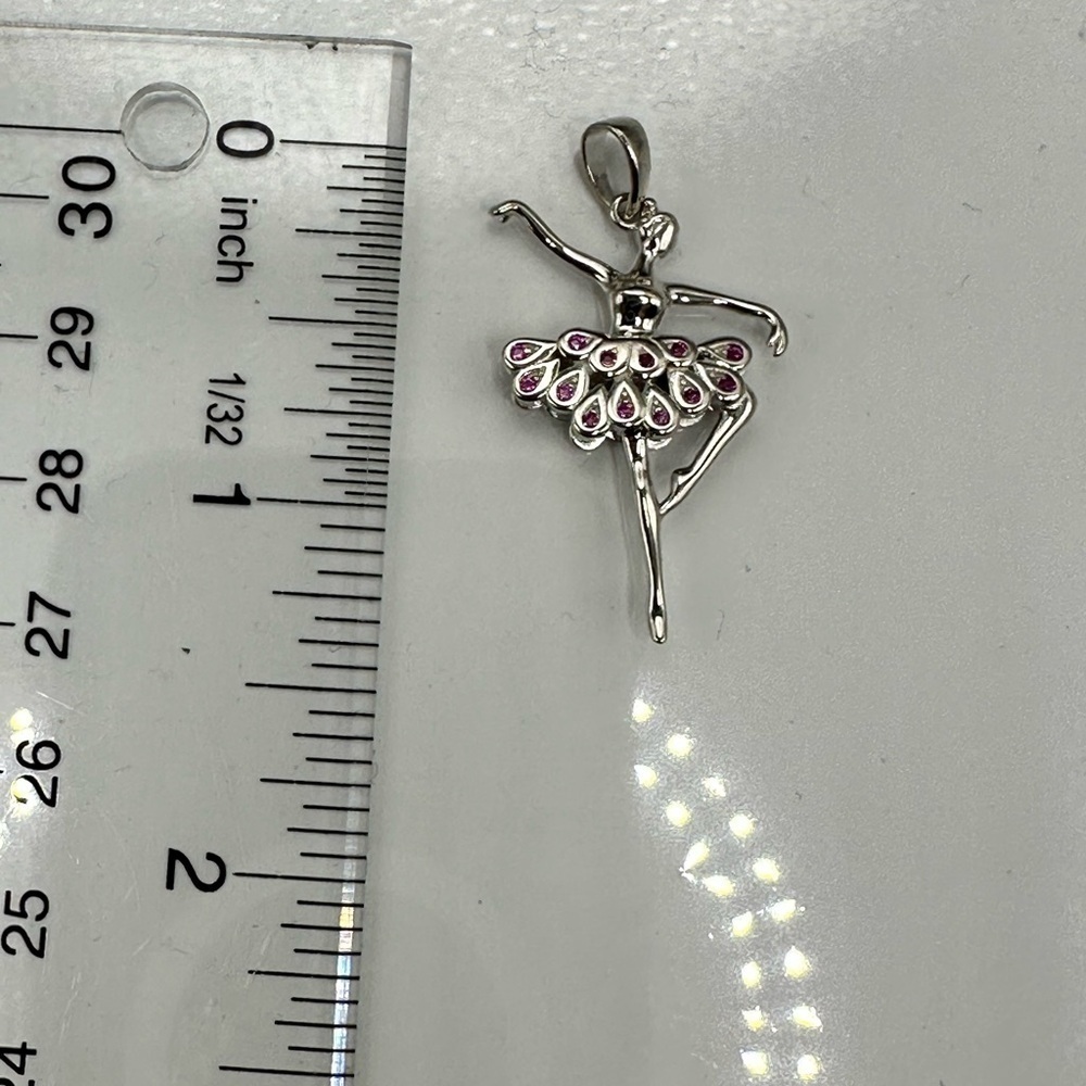 Sterling Silver Ballerina Ruby CZ Pendant 925 Sterling Silver BEAUTIFUL NEW! - Picture 4 of 14